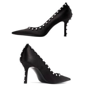 Alexander Wang 85mm Rhinestone crystal-embellished satin high heel pumps Size 8